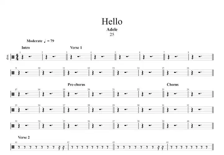 hello吉他谱_adele_降a总谱 - 吉他世界