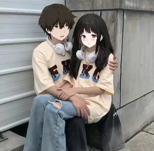 ins风情侣头像真人