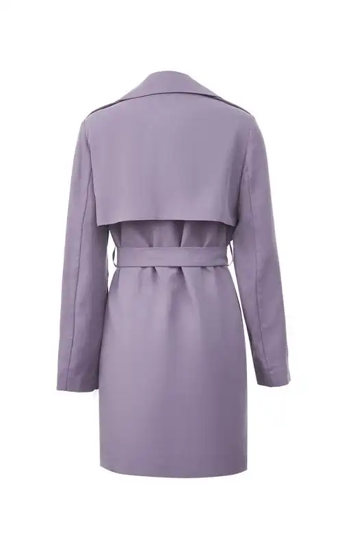 moda2021春夏新款韩版显瘦翻领垂感风衣外套女321121034 e37苍紫色