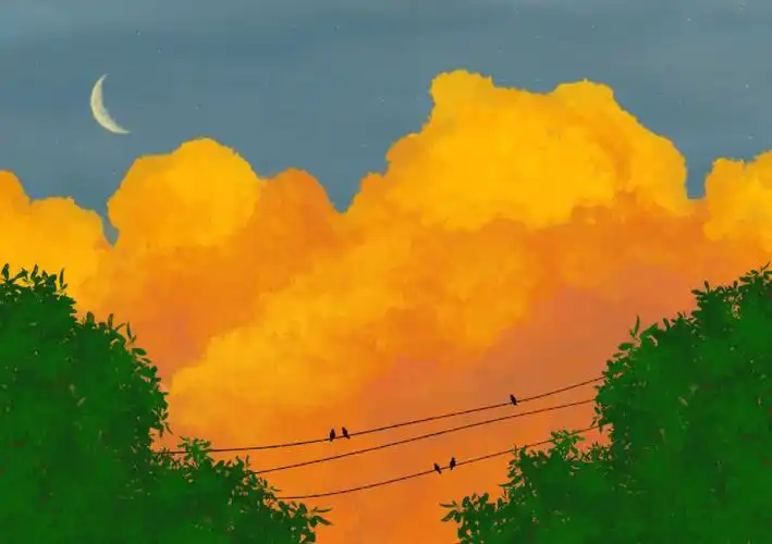 风景插画附过程