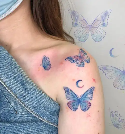女生蝴蝶纹身图案大全女孩子纹蝴蝶的含义2