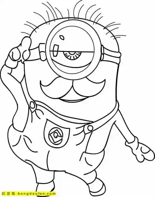 们最喜欢的活力充沛的小黄人卡通涂色图片-红豆饭小学生简笔画大全