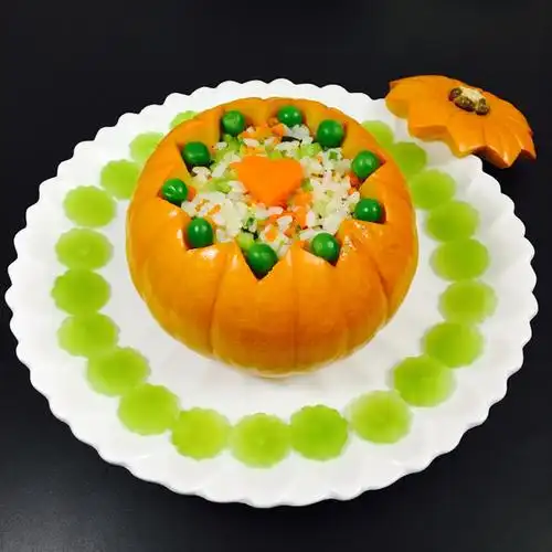 做过 花式菜品摆盘 南瓜盅葱油炒饭,这么漂亮