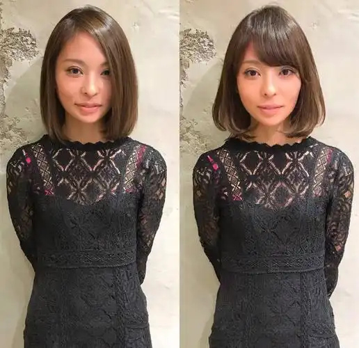 图中的妹子更适合离子烫内扣发型,换上那发型后显得更加优雅知性许多