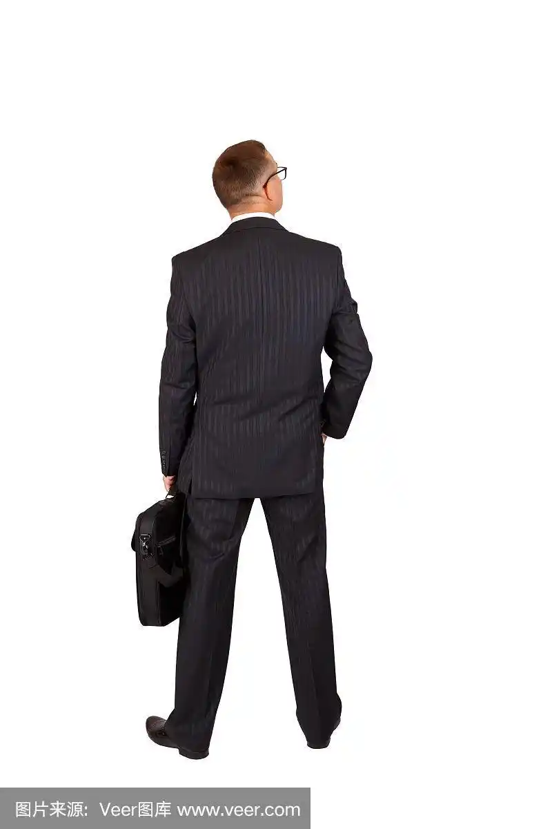 一个带着笔记本的商人的背影