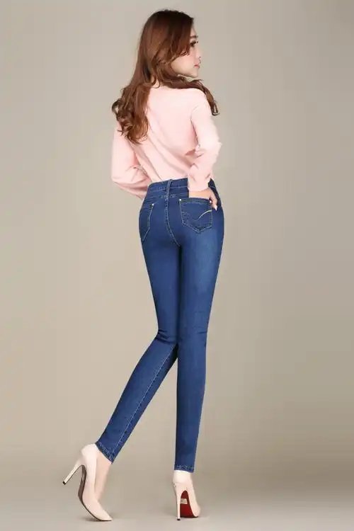 2019新款甄酷高腰修身牛仔裤春夏中年女裤弹力小脚裤子大码裤 g8102