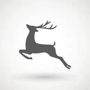剪影精灵鹿跑剪影, reinder 图标设计为圣诞卡, 横幅和传单, 在白色