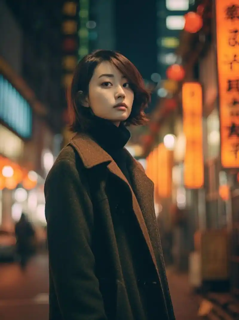 街头的女性人像抓拍 朱丽叶日本肖像摄影,以迷人的大气城市景观为风格