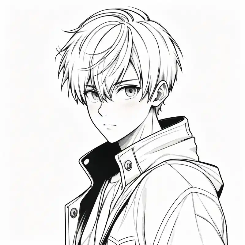 黑白素描动漫男生头像99