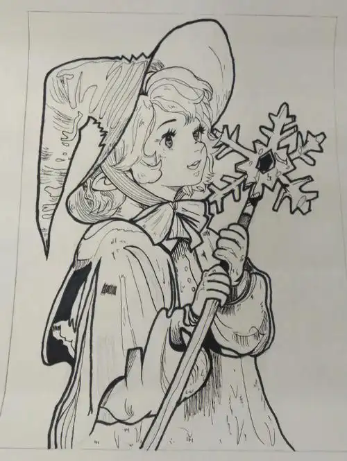 黑白线描人物装饰画临摹