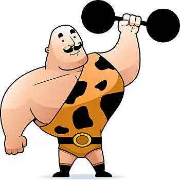 哑铃,卡通,肌肉男,举起,大