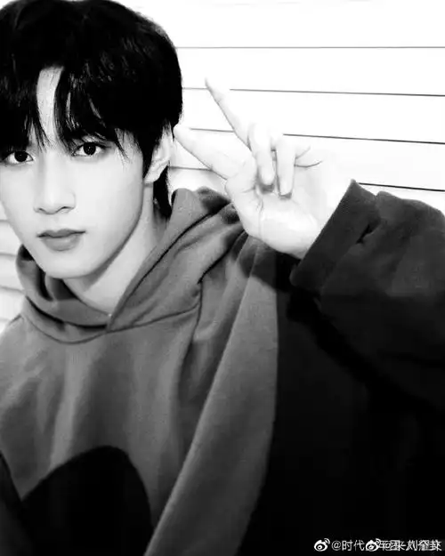 刘耀文黑白比耶二宫格