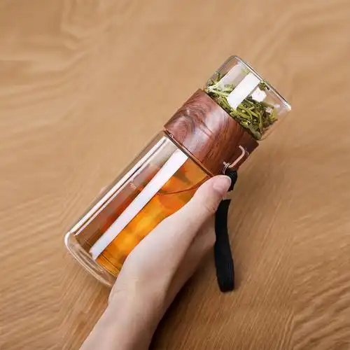爵尊旗舰店的优惠券大全—茶水分离式泡茶杯便携式双层玻璃杯男士过滤