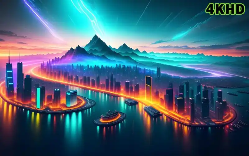 【赛博朋克】4k史诗级大型未来城市建筑群鸟瞰图,ai绘画设计