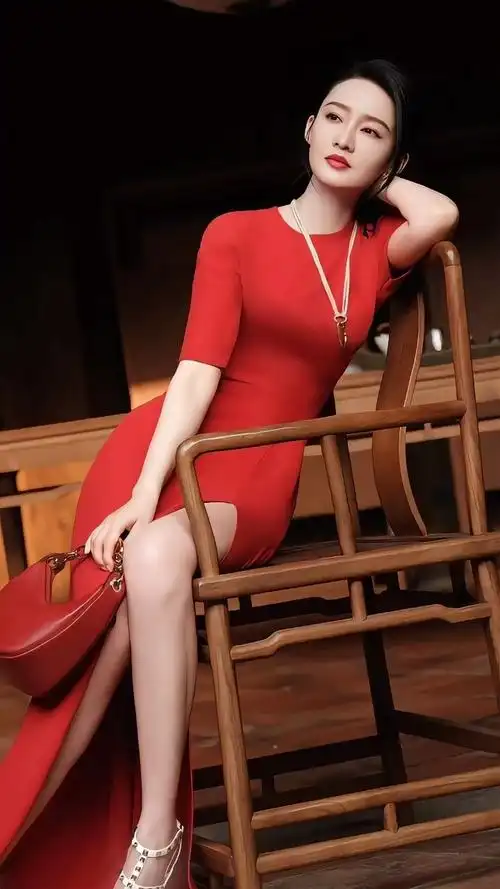 李沁红色礼服,喜庆又美艳,惊艳十足