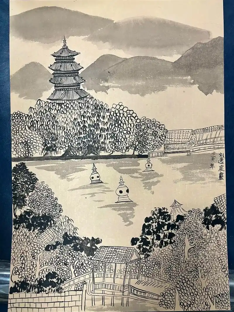 孩子们笔下的杭州标志性建筑物们.#少儿美术教育 #国画 #一 - 抖音
