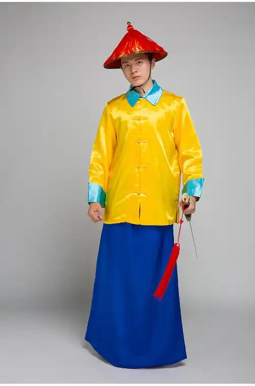 清朝御前护卫服官兵太监黄马褂演出表演服清朝侍卫服士兵古装批发