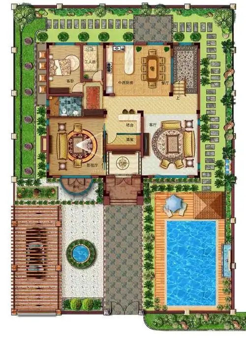 最新110平米别墅私家花园户型图欣赏_设计456装修效果图