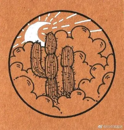 圆形黑白艺术画