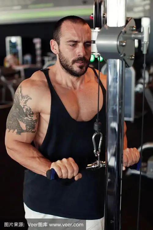 肌肉男训练的肖像