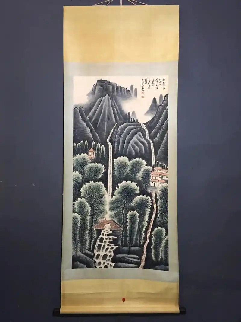 字画.收到一副字画, 画家:李可染 四尺中堂画 山水画 手绘 - 抖音