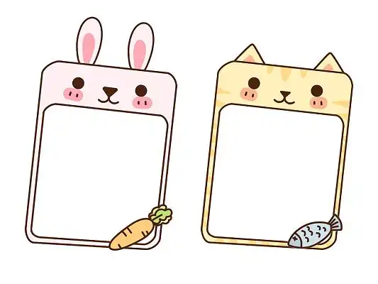 手绘卡通手帐边框卡通动物创意边框png素材