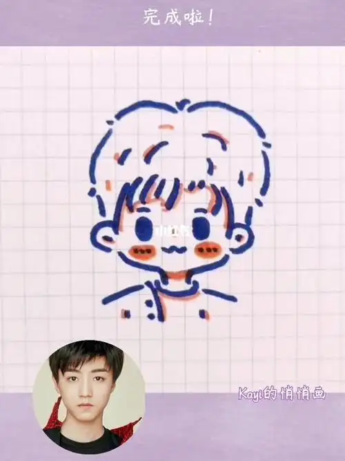 q版王俊凯手绘头像 附过程简笔画王俊凯手绘头像