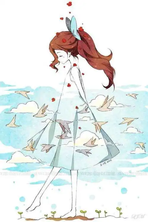 卡通女孩侧面站姿!急!