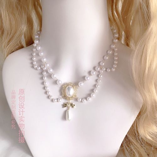 樱园原创lolita项链 巴洛克多层珍珠项链唯美锁骨链花嫁茶会颈链