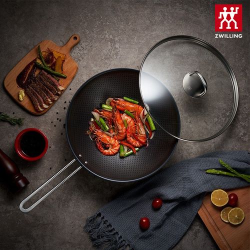 德国双立人novaplus蜂窝不粘中式炒锅30cm不粘锅炒锅