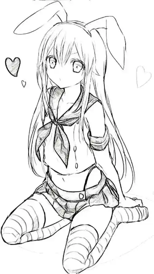 铅笔画漫画人物女孩全身可爱型铅笔画漫画人物女孩上身绘画图片