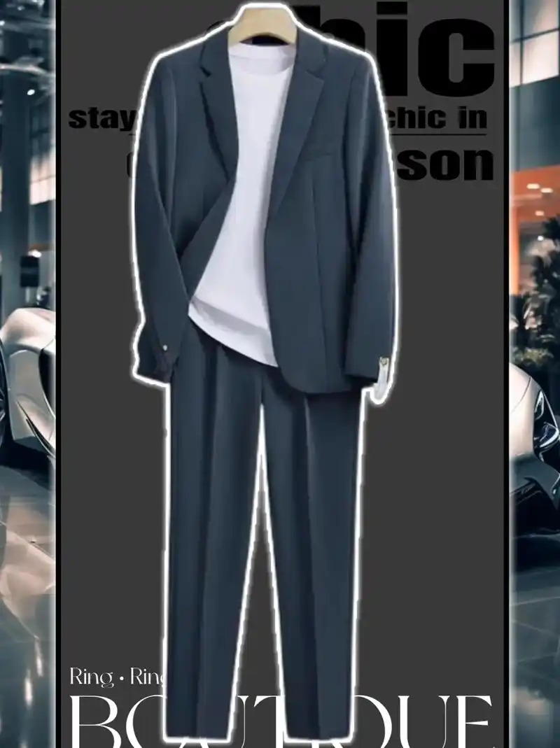 休闲西装套装男士秋冬季痞帅青年韩版商务西服西裤一套搭配衣服真的是