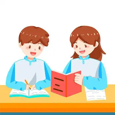 课间同桌卡通开学季上课学习讨论png素材开学季上课元素