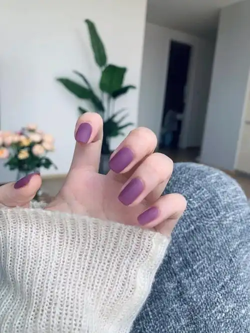 紫色磨砂指甲绝美