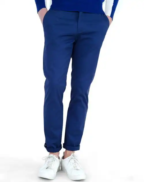 元本basique 2016新款轻薄款彩色休闲裤男士修身小脚潮长裤 宝蓝色 m