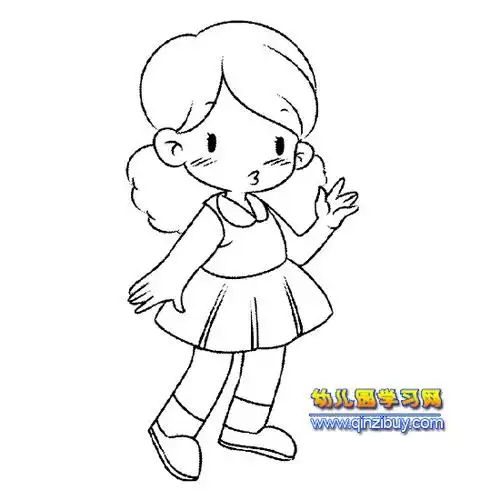 简笔画:害羞的女孩4