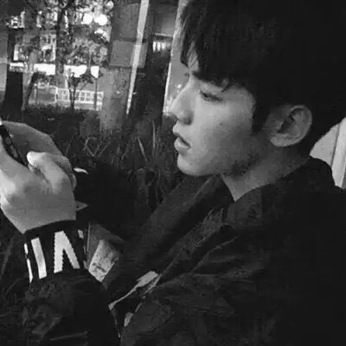 李挽忱 男头 黑白 侧脸