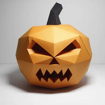 手工纸模摆件挂饰几何折纸立体构成 diy 纸模型 3d 万圣节南瓜头灯笼