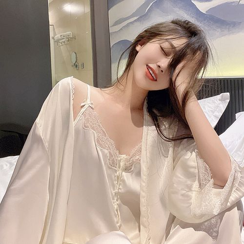 蕾丝吊带睡衣女夏款性感冰丝丝纯高级真丝家居服睡衣