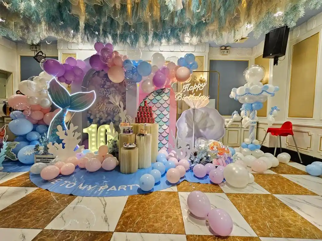 美人鱼系列主题派对布置 10岁生日宴#过生日要有仪式感 - 抖音