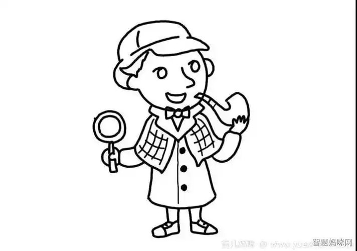 福尔摩斯剪影简笔画