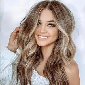 cosplay外国人假发女士长卷发欧美潮流浅棕色挑染色新款假头发套