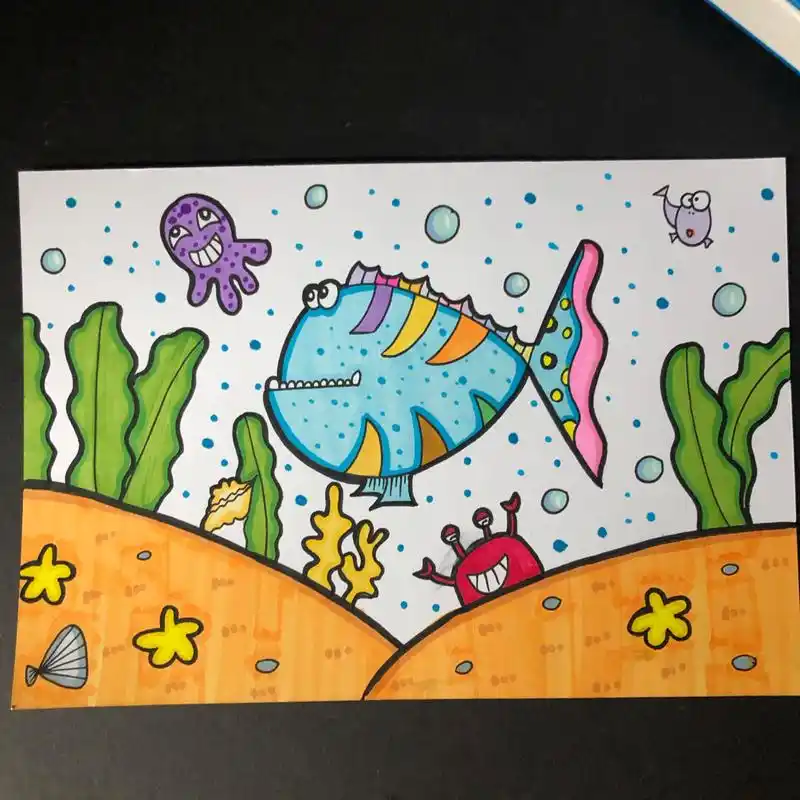 《海底世界》简单儿童画 又是坚持打卡的一天,一起加油鸭