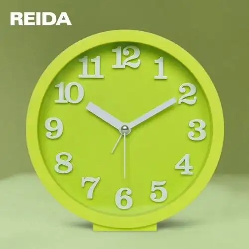 瑞达创意静音小闹钟时尚个性懒人学生儿童圆形绿色闹钟卧室床头钟