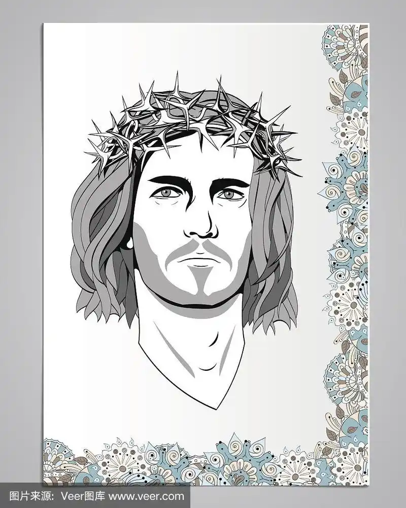 耶稣基督,轮廓形象.向量.