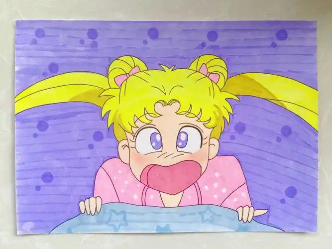 7974马克笔绘画美少女战士月野兔水冰月