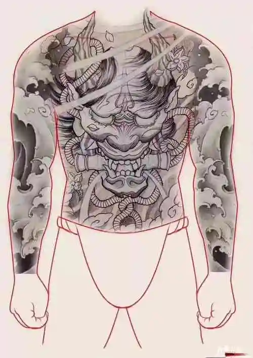 般若 满背 纹身手稿