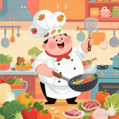 捞出用热水蟘ook卡通cook卡通图片大厨卡通图片炒菜卡通图片大厨卡通