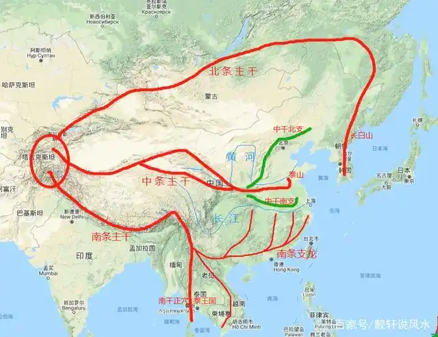 中国风水文化溯源—从2万年前说起 中国三大龙脉主干 中条主干