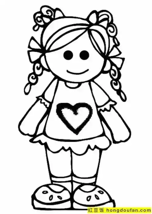 10张七岁女孩子们都会喜欢的小公主小女孩卡通涂色简笔画-红豆饭小